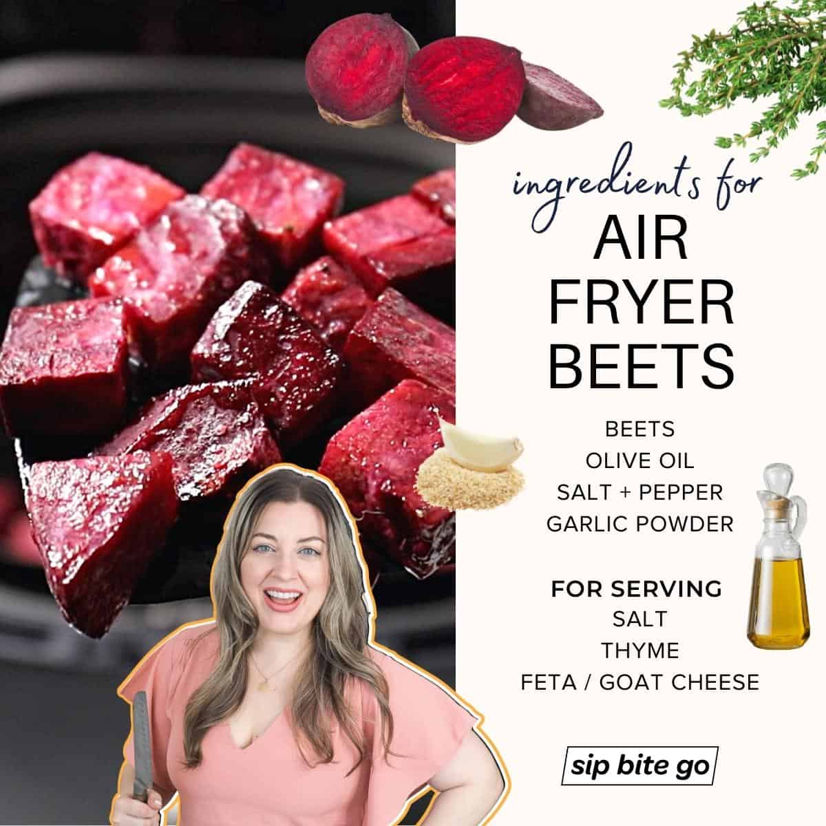 infographic with list of ingredients to make beets in air fryer