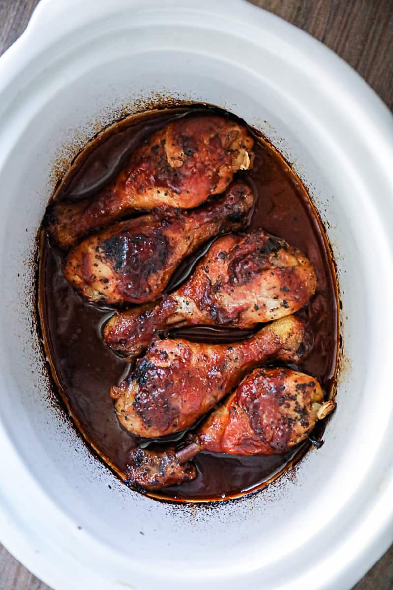 BBQ Chicken Drumsticks Slow Cooked in the Crock Pot On High