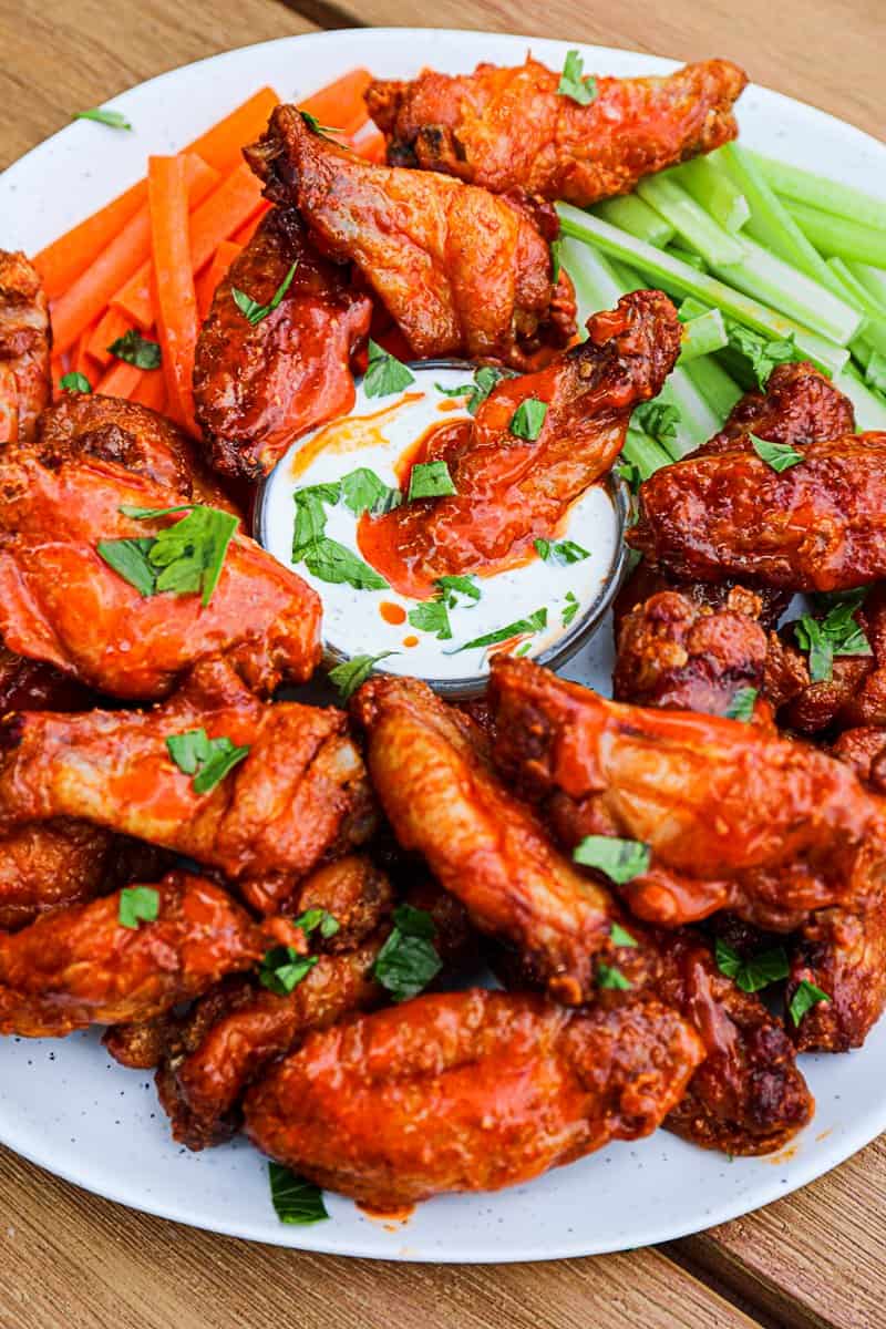 Closeup of Simple Smoked Chicken Wings cooked on the Pellet Grill