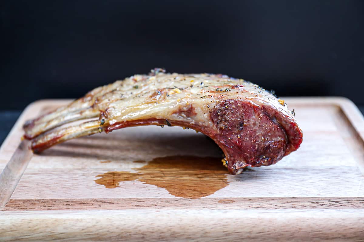 Closeup of Smoked Lamb Rack