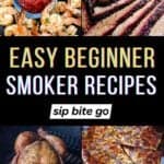 Collage with List of Easy Smoker Recipes For Traeger Pellet Grill with text overlay