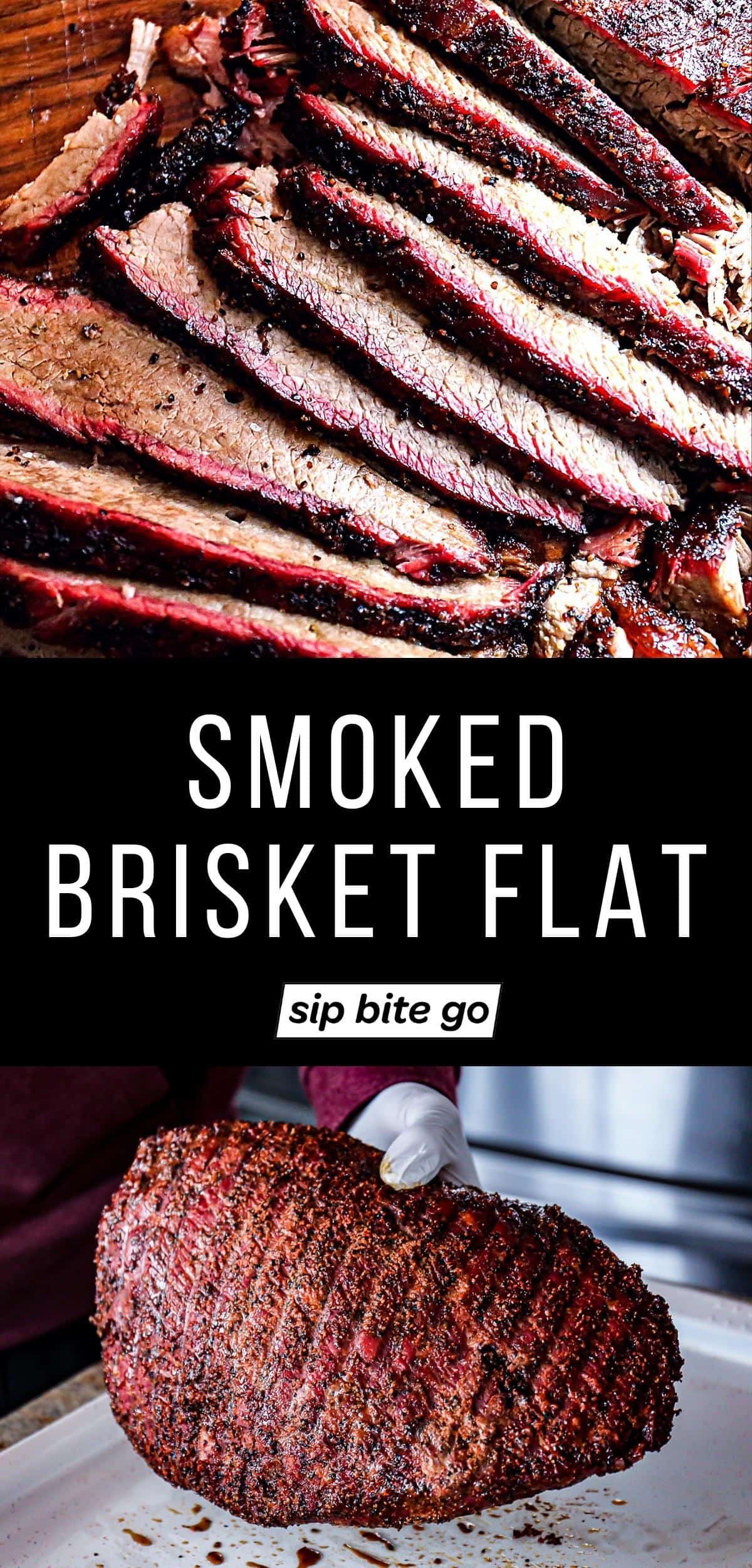 traeger smoked brisket flat recipe images with text overlay