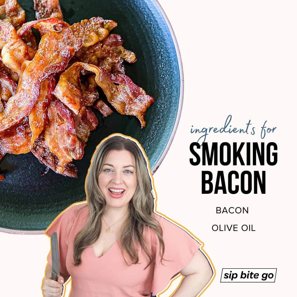 Infographic demonstrating smoked bacon with ingredients list