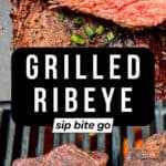 Gas Grilled Ribeye Steak Recipe images with text overlay