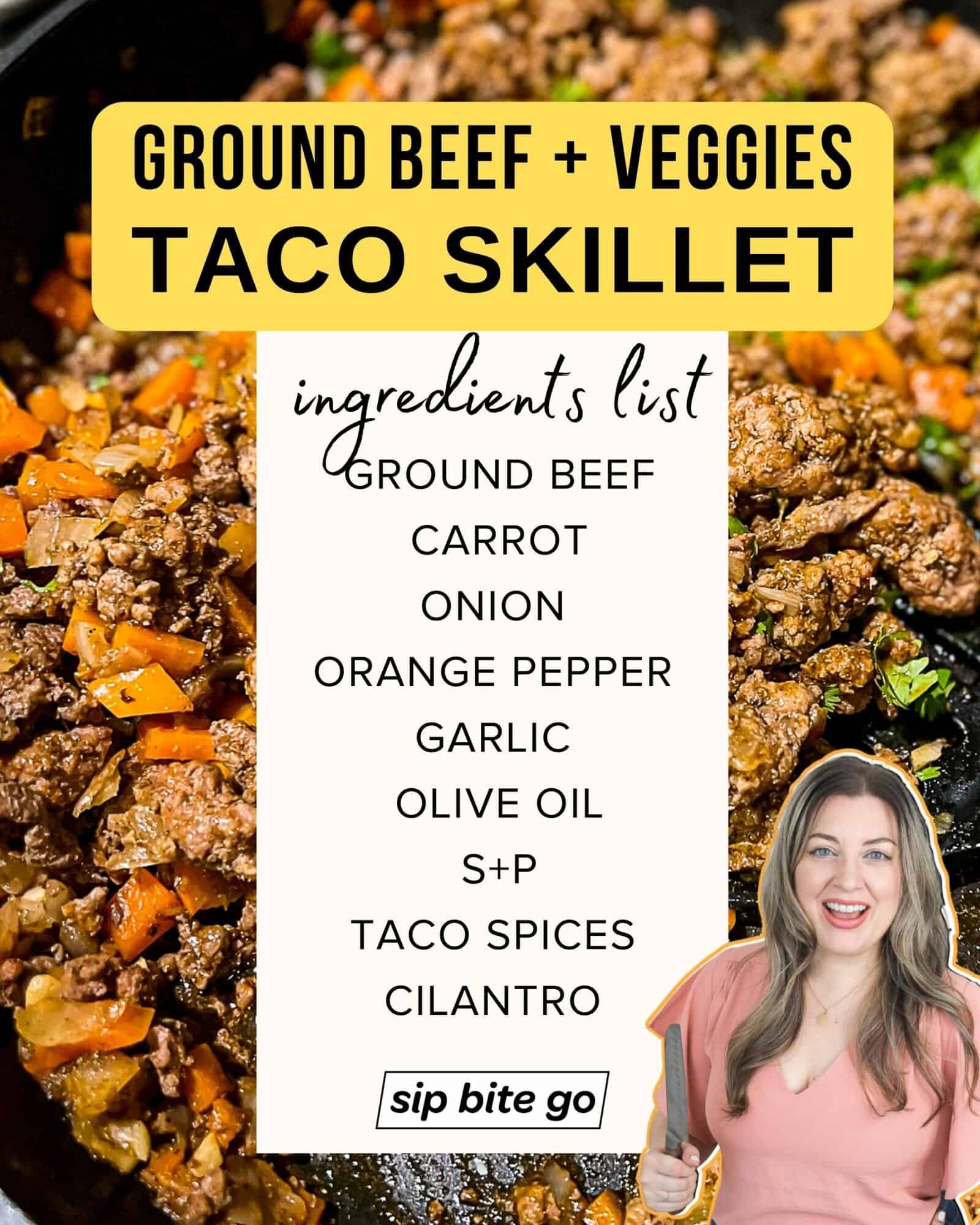 Ground beef vegetables recipe ingredients for taco skillet