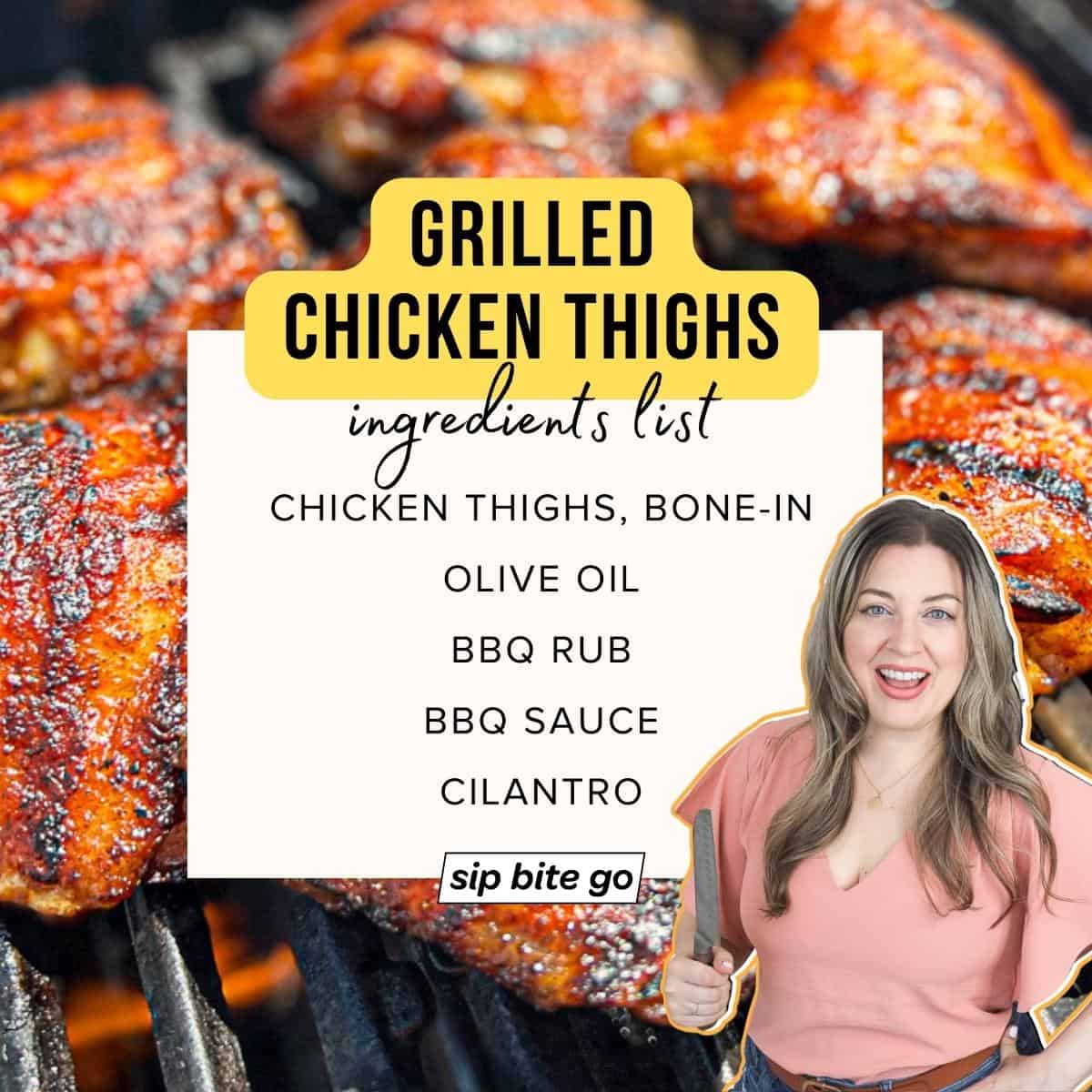 Infographic with ingredients list for grilling chicken thigh