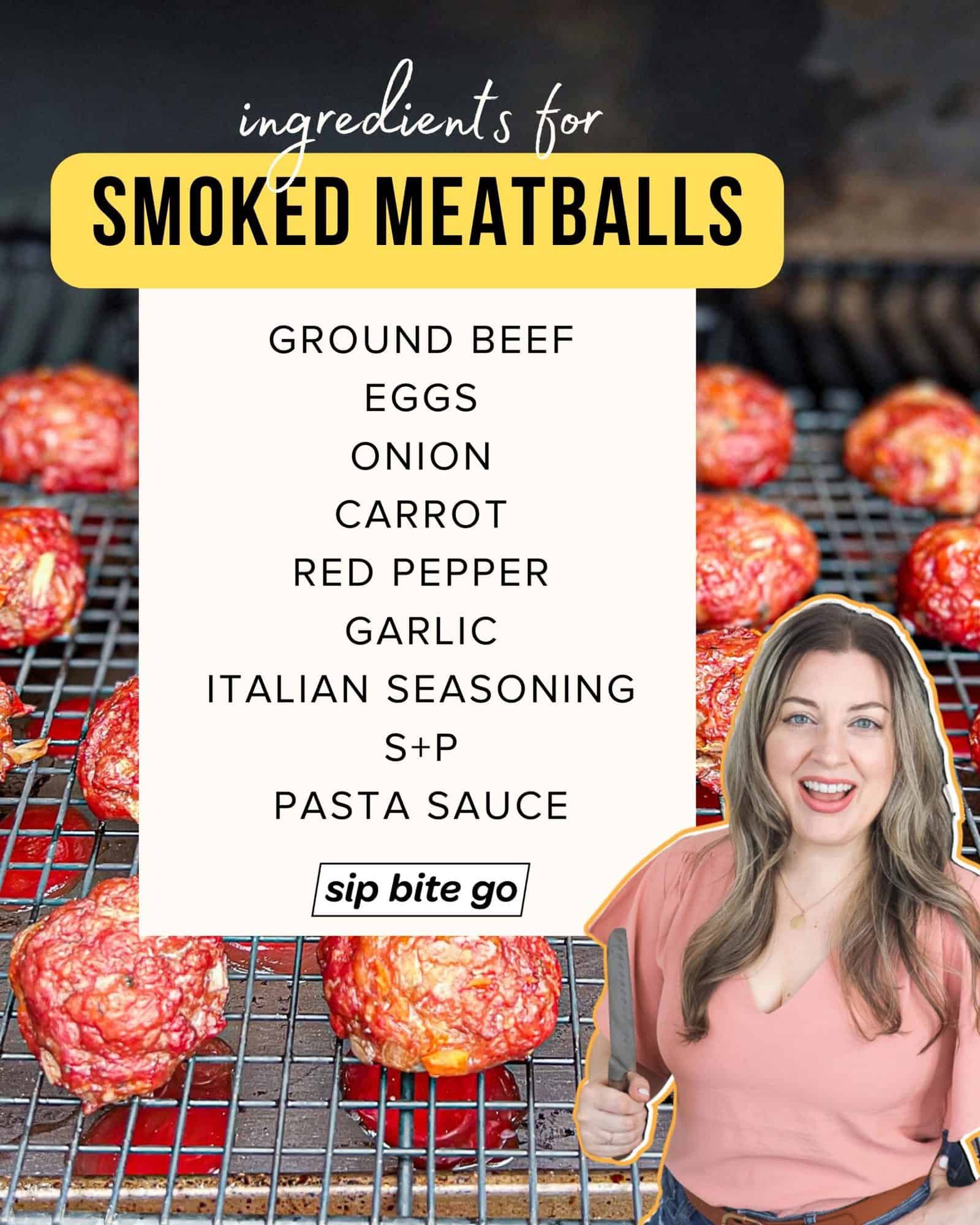 Infographics with smoked meatball ingredients from scratch