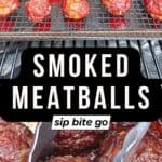Traeger Smoked Meatballs Recipe Photos with text overlay