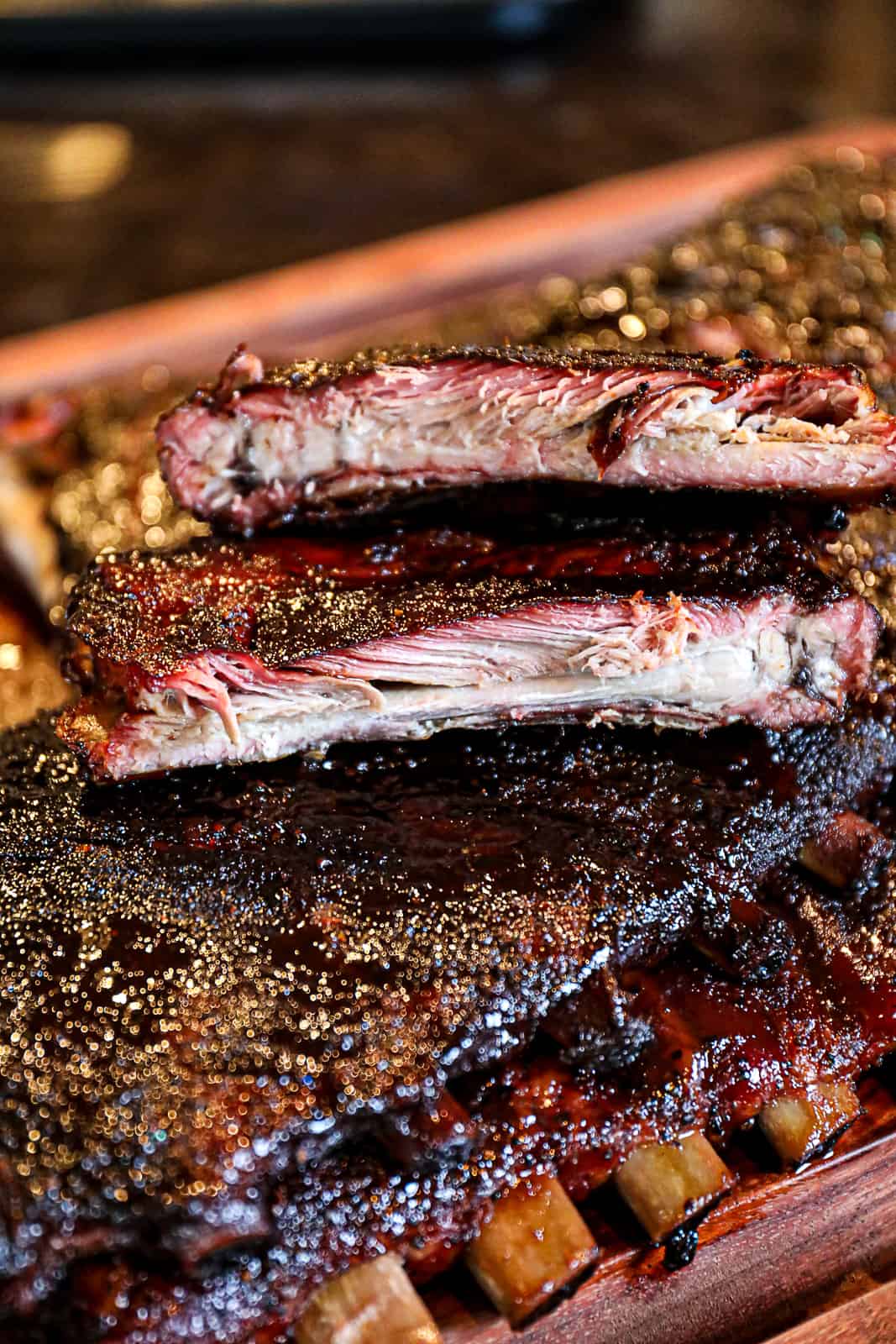 Falling off the bone smoked St Louis style ribs