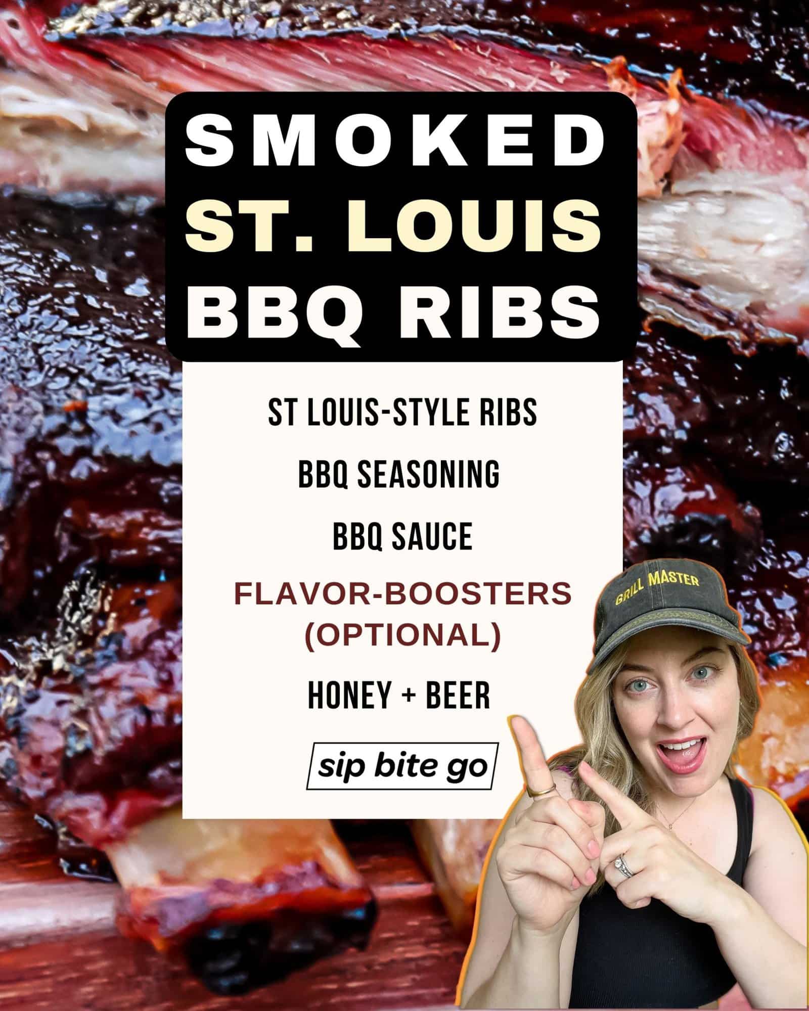 Infographic with ingredients for smoking St Louis style ribs on the Traeger