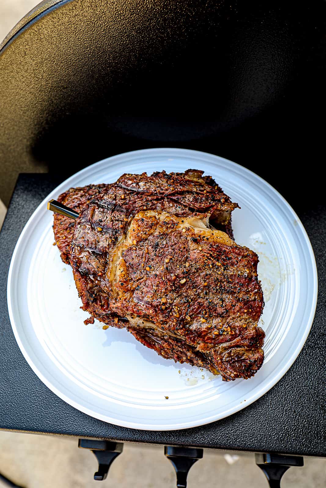 Medium Rare Traeger Smoked Ribeye Steak