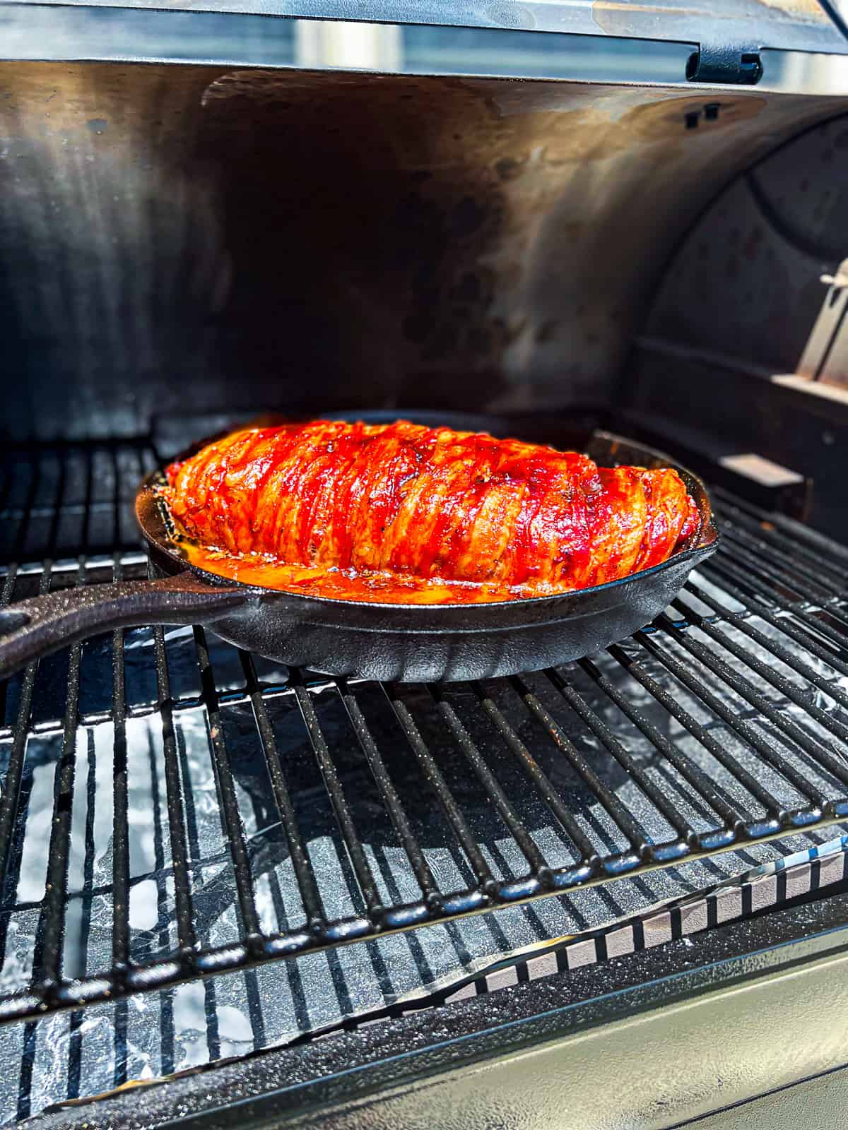 Smoking Meatloaf Wrapped In Bacon on Traeger Pellet Grills