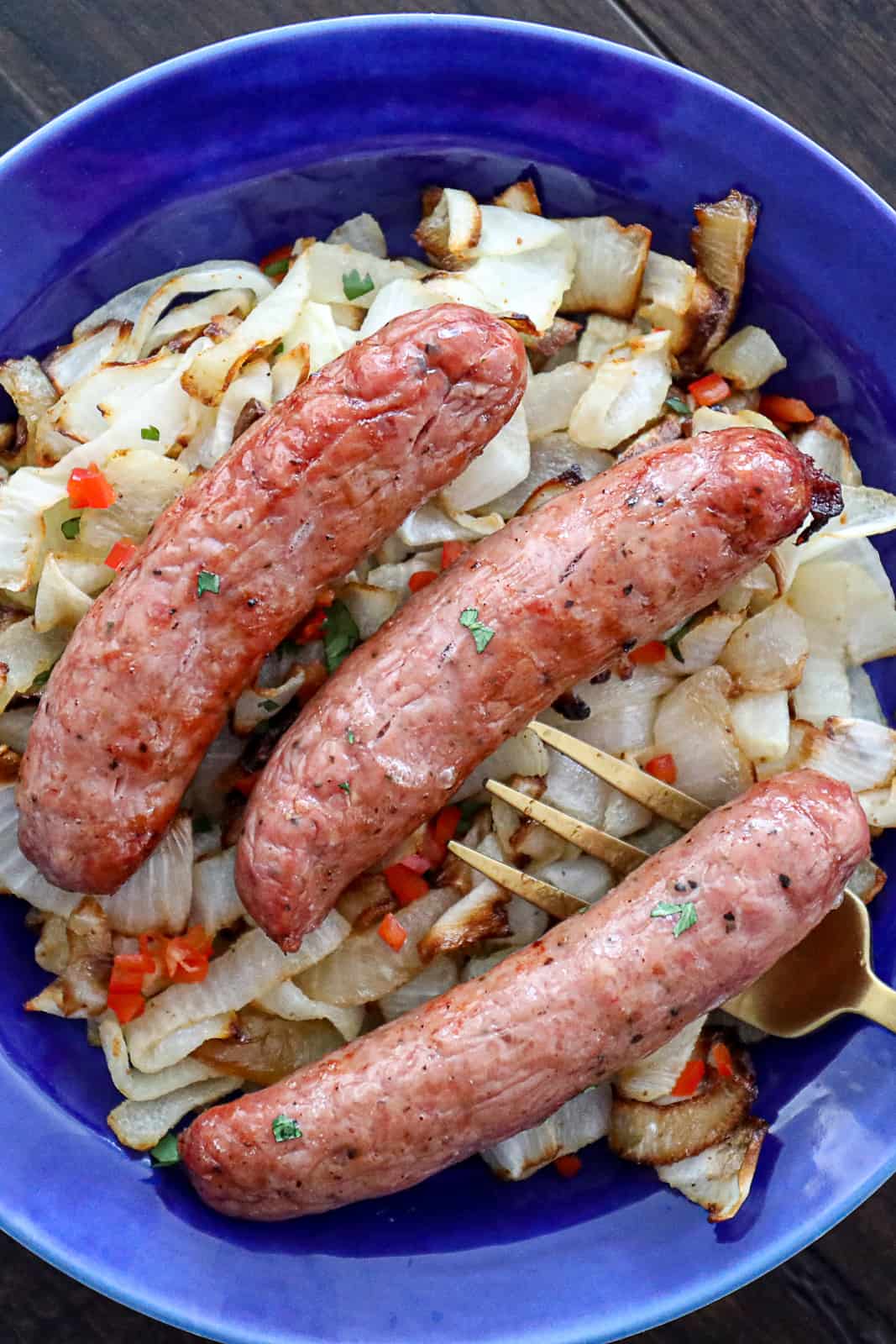 Dinner plate with air fried brats main dish recipe