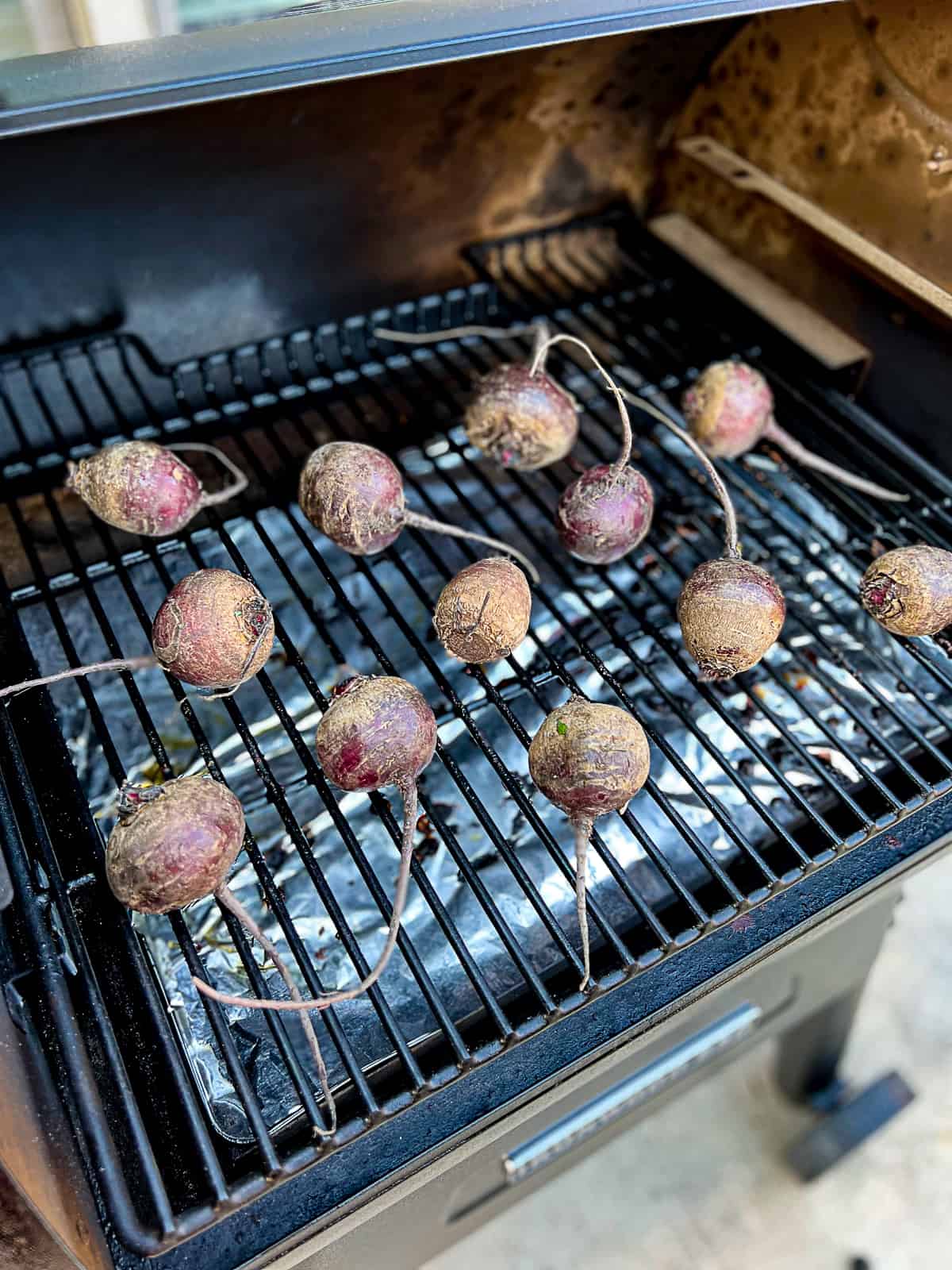 Smoking red beets in the Traeger Grill