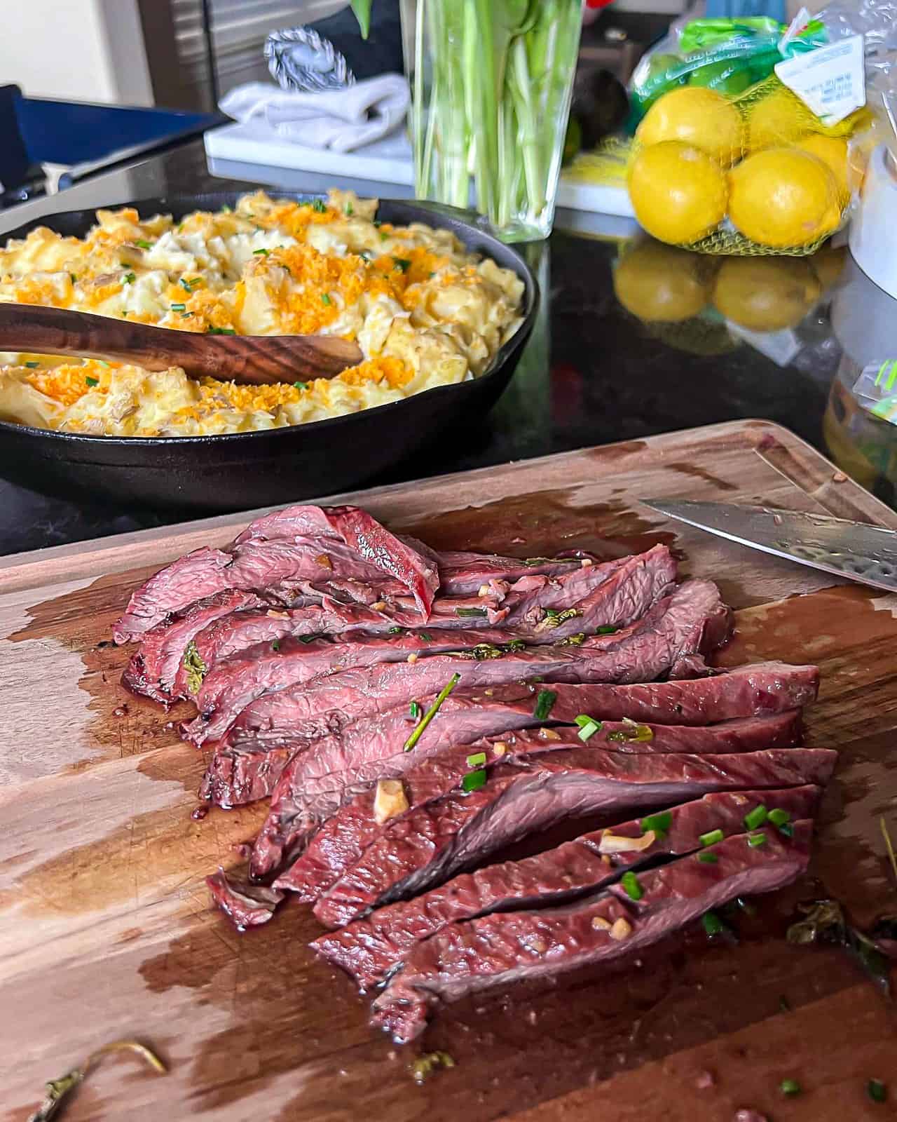 Traeger Smoked Steak Sliced for tacos with a Mashed Potatoes Side Dish Recipe