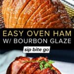 glazed oven baked ham recipe step images with text overlay