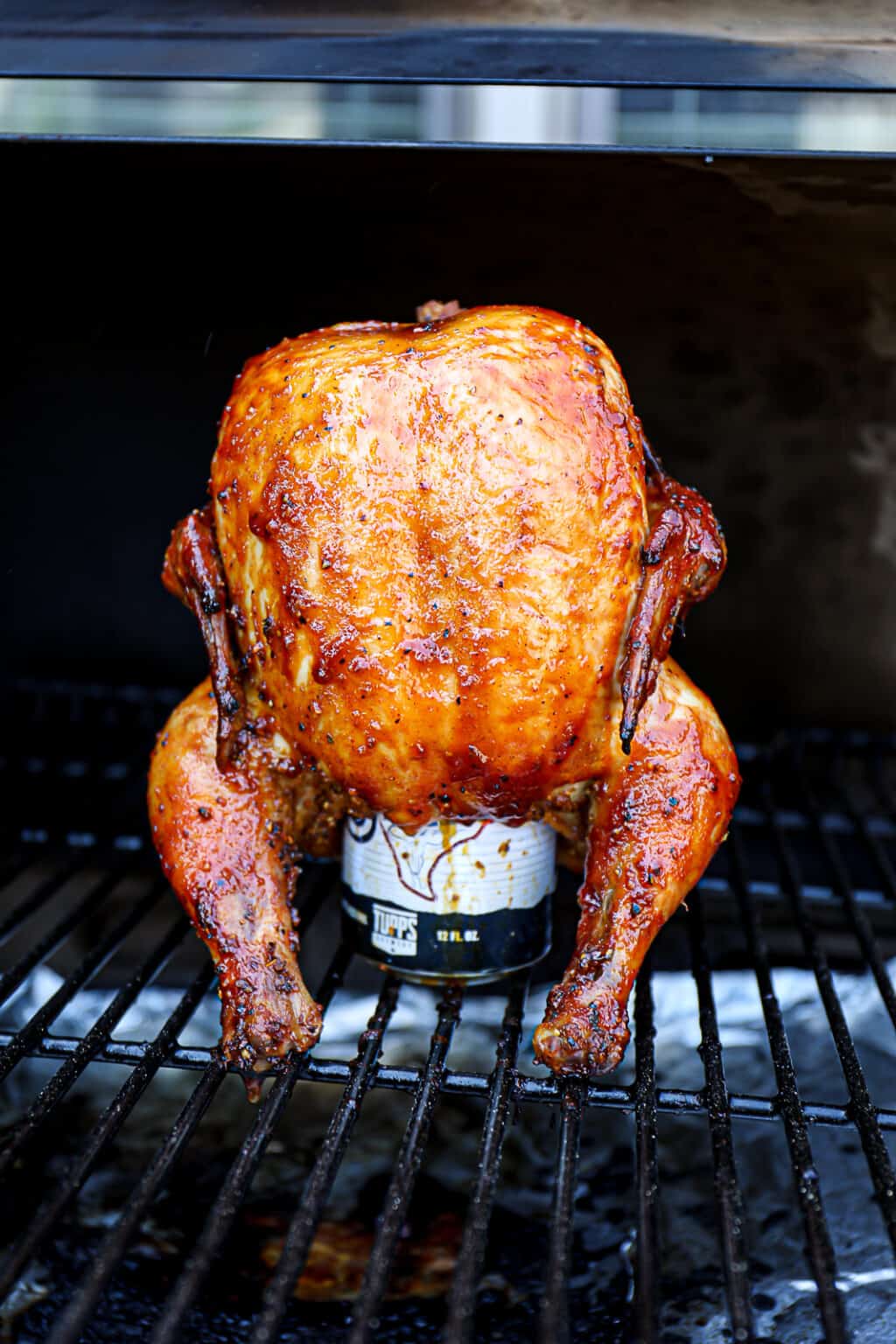 Best Traeger Smoked Beer Can Chicken w/ BBQ Rub Sip Bite Go
