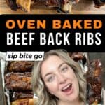 Beef Back Ribs recipe images with food blogger Jenna Passaro and text overlays