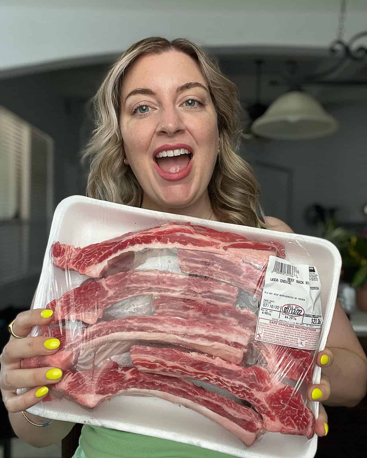 Costco Store Bought Package Of Raw Beef Back Ribs Individually