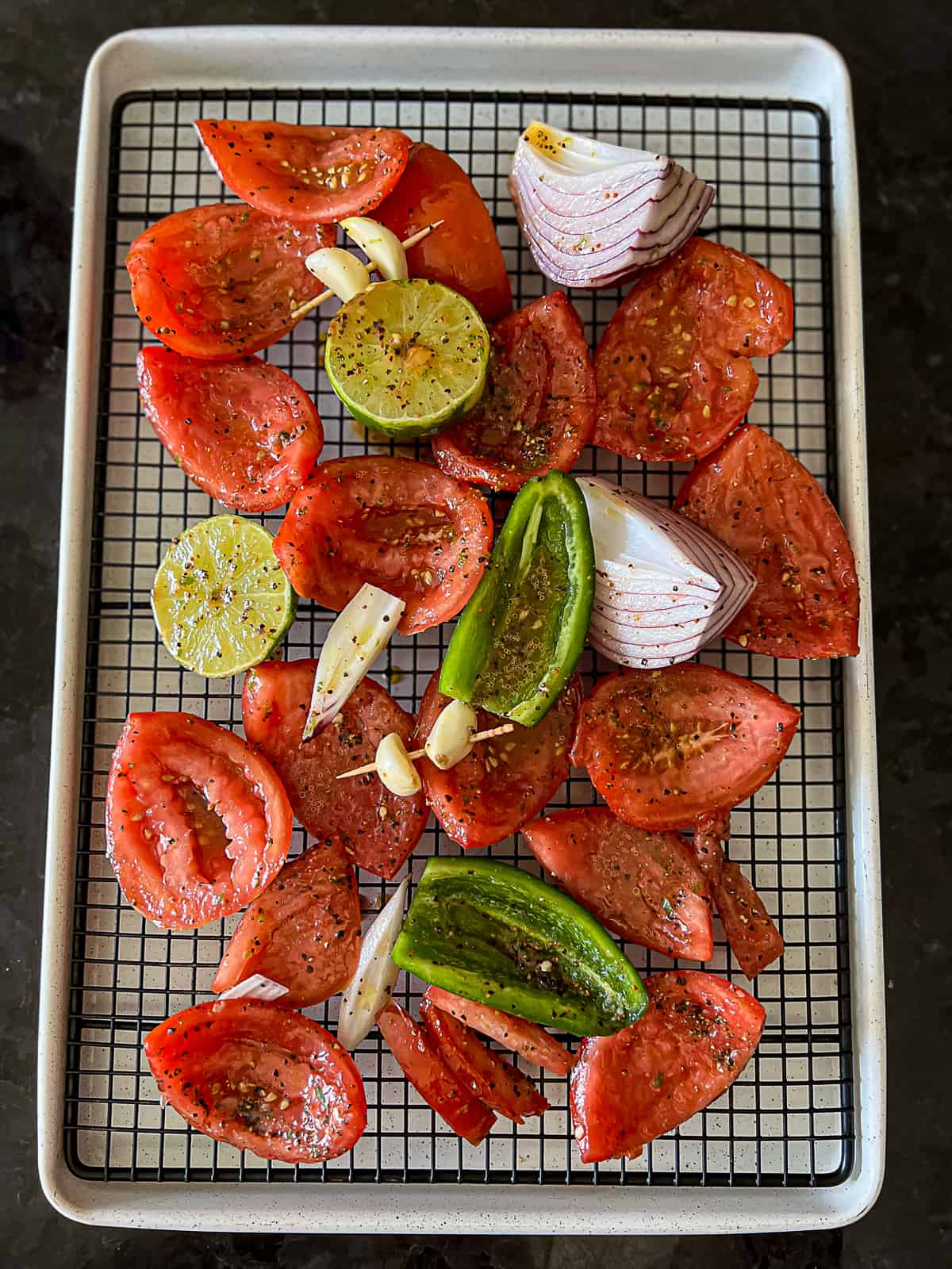 Fresh Vegetable Ingredients For Smoking Salsa On The Traeger Pellet Grill
