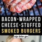 Juicy Lucy Cheese Stuffed Traeger Burger recipe images with Jenna Passaro
