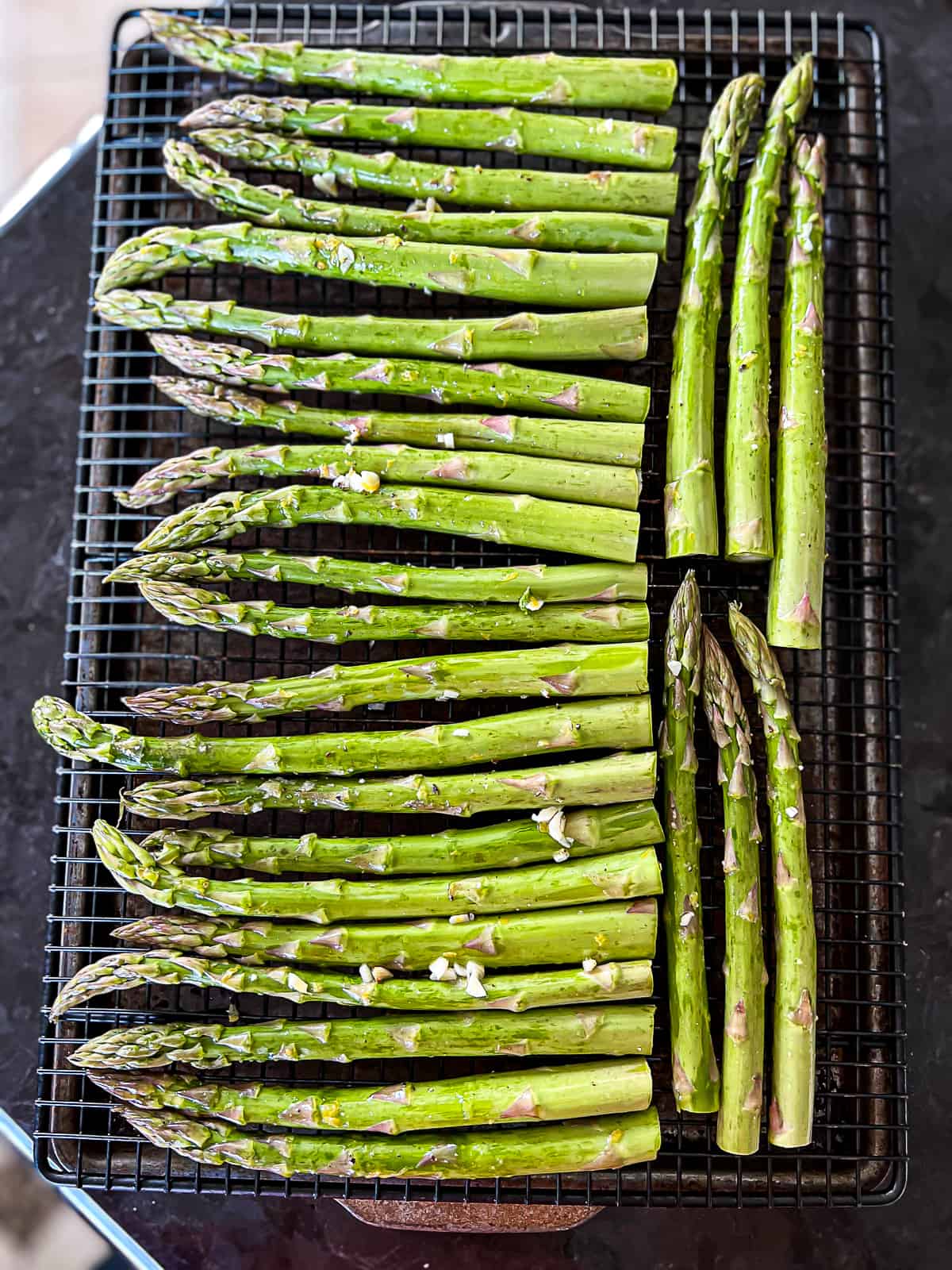 Preparing Smoked Asparagus On A Rack So They Don't Fall Through Grates While Smoking