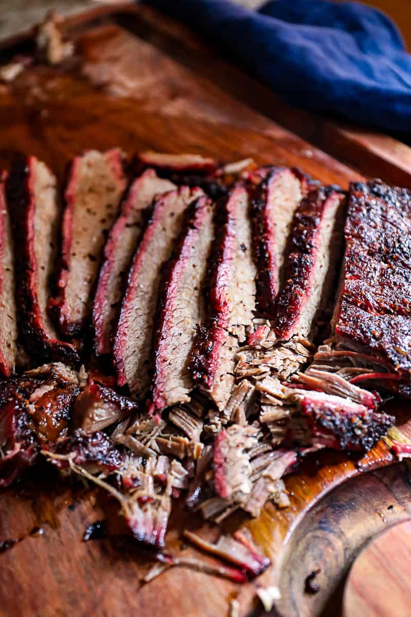 Smoky brisket flat flavored with BBQ rub