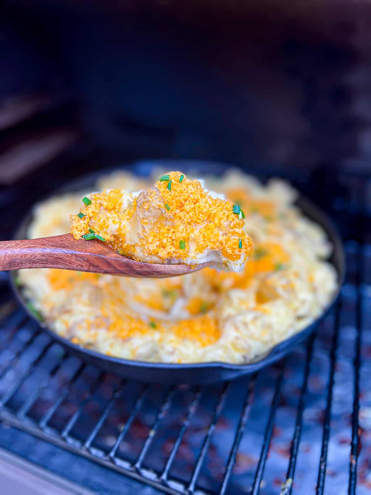 Traeger Smoked Mashed Potatoes Side Dish On Pellet Grill Grates