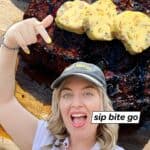 smoked steak butter compound recipe images with text overlay and smoked food blogger Jenna Passaro