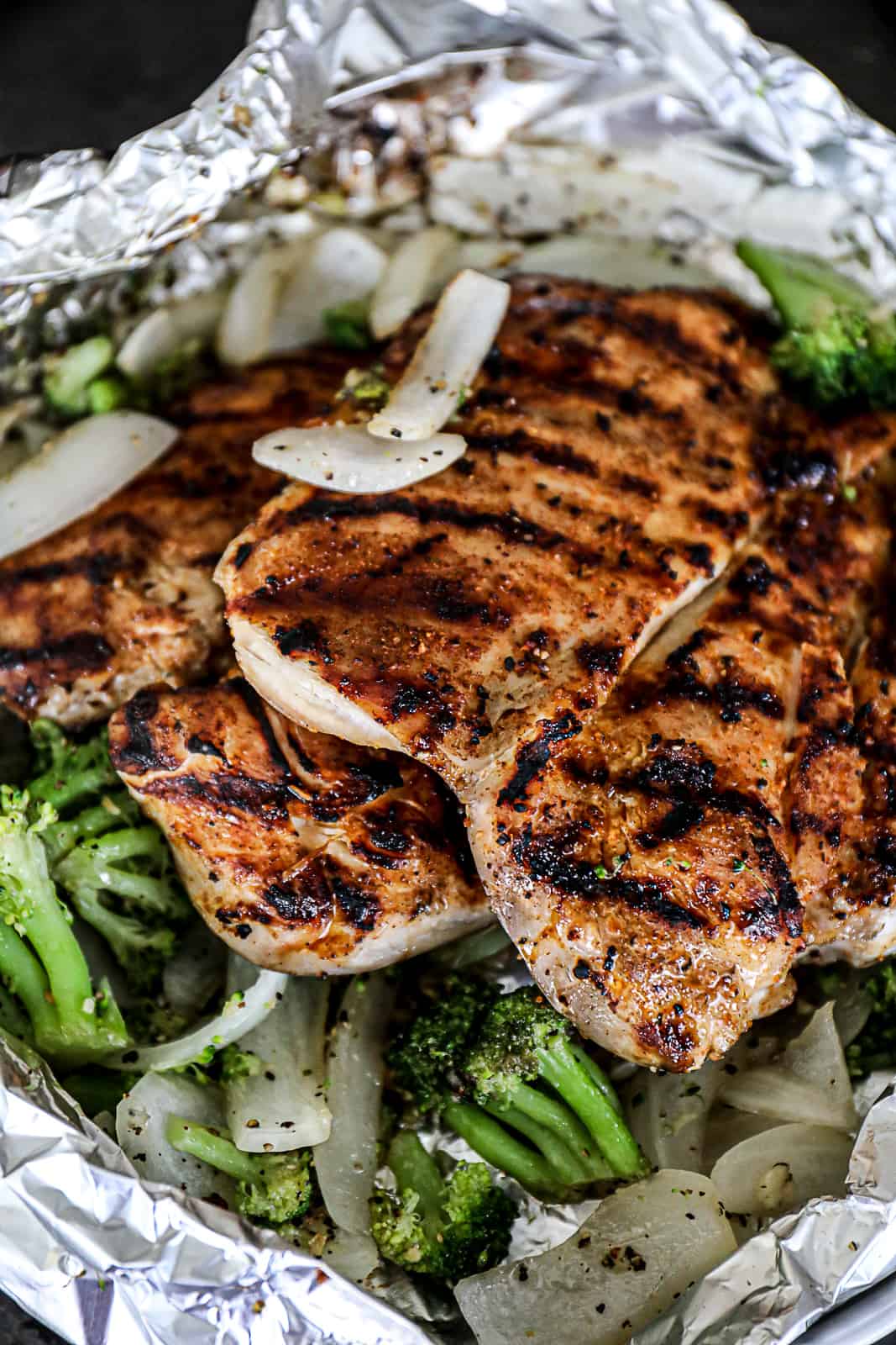 Grilled Side Dish Broccoli Vegetables with Chicken Breast