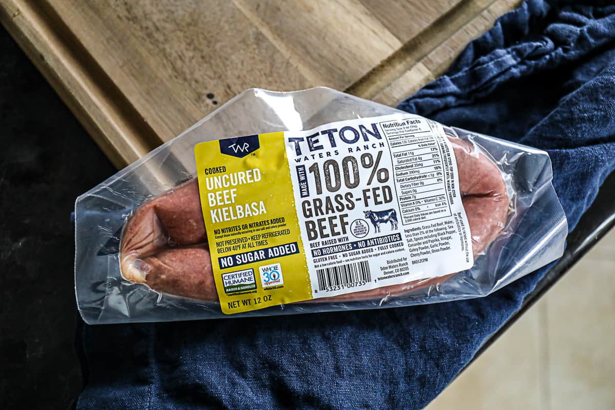 Kielbasa sausage from Teton Waters Ranch in package