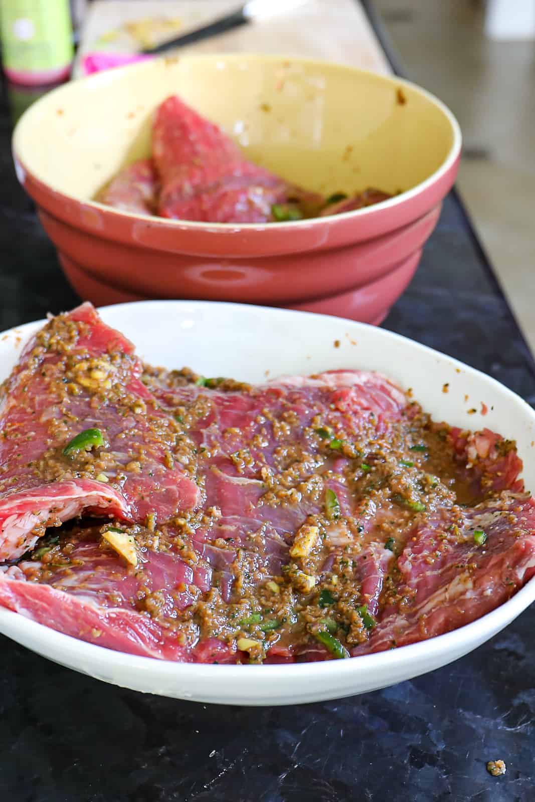 Marinading Smoked Steak In Salsa For Smoking On The Traeger