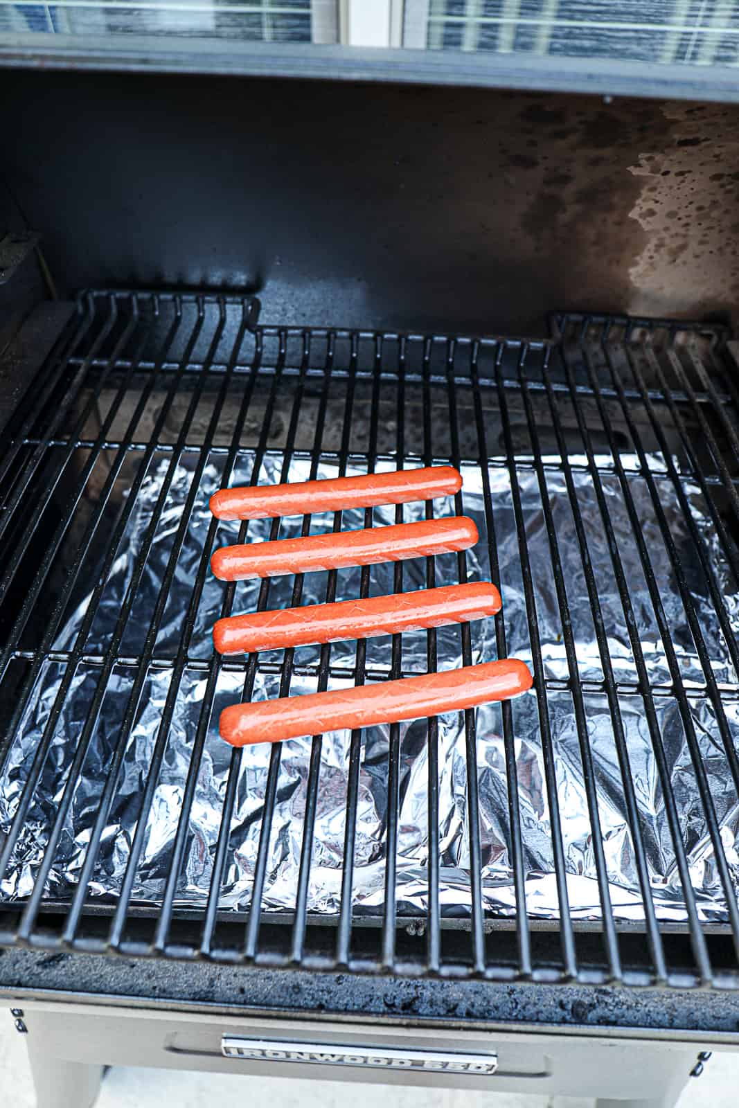 Smoking Scored Beef Hot Dogs On Traeger Pellet Grill Grates 