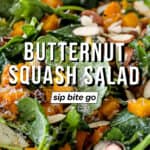 Traeger Smoked Butternut Squash Recipe photo with text overlay and Jenna Passaro from Sip Bite Go