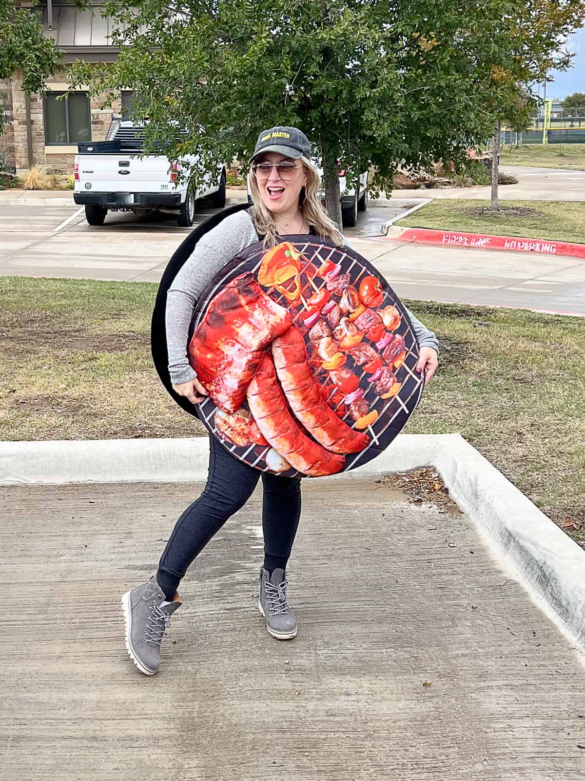 BBQ halloween costume on adult woman Jenna Passaro from sip bite go