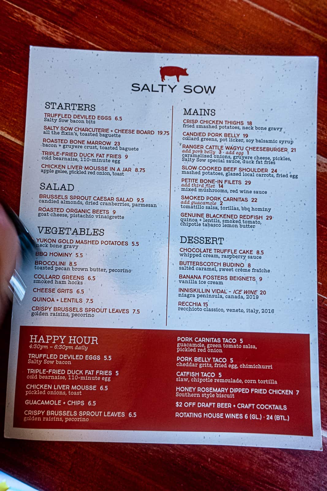 Dinner Menu at Salty Sow in East Austin Bite Go