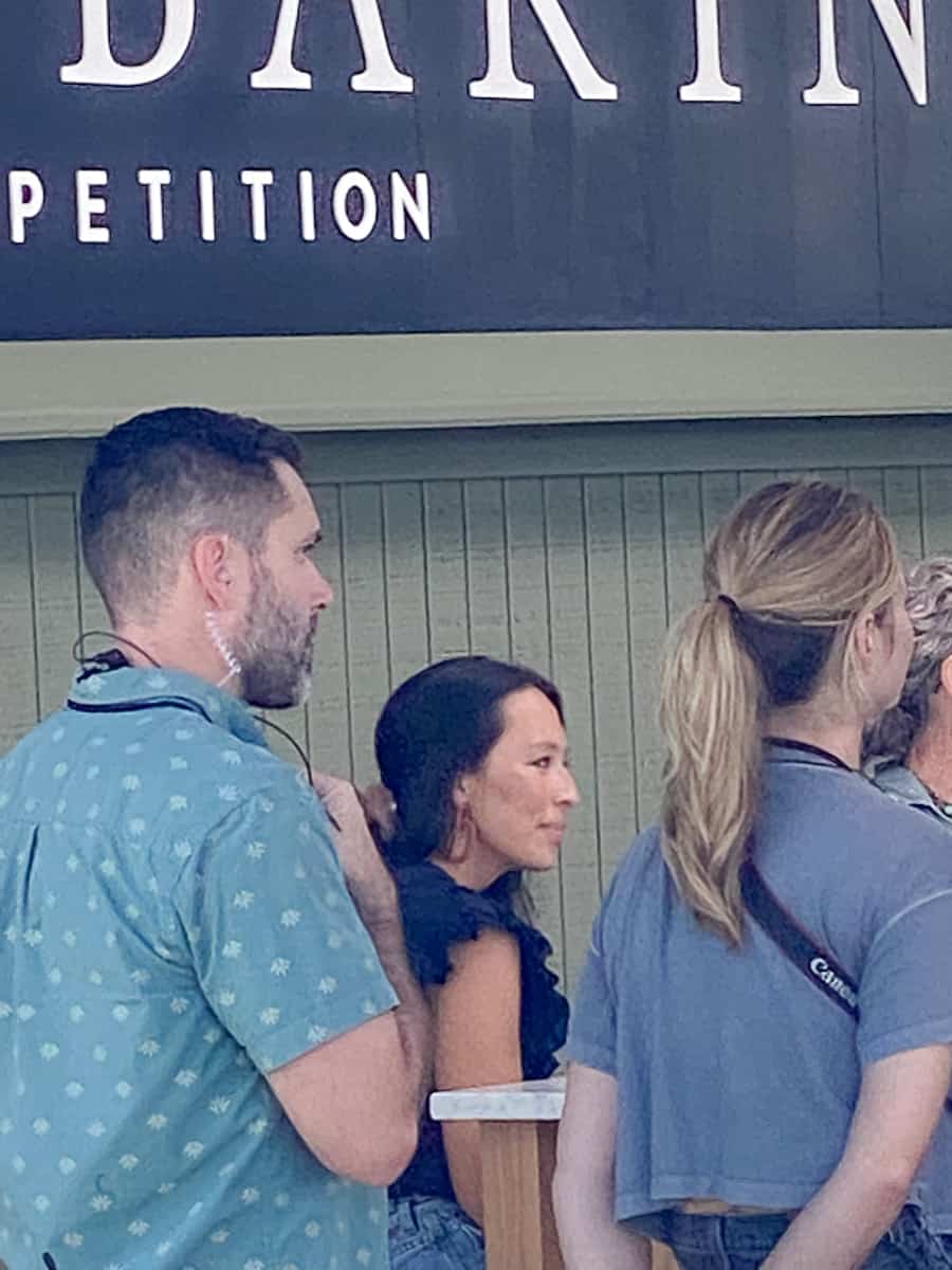 Joanna Gaines filming The Silos Baking Competition at The Silos Market In Waco