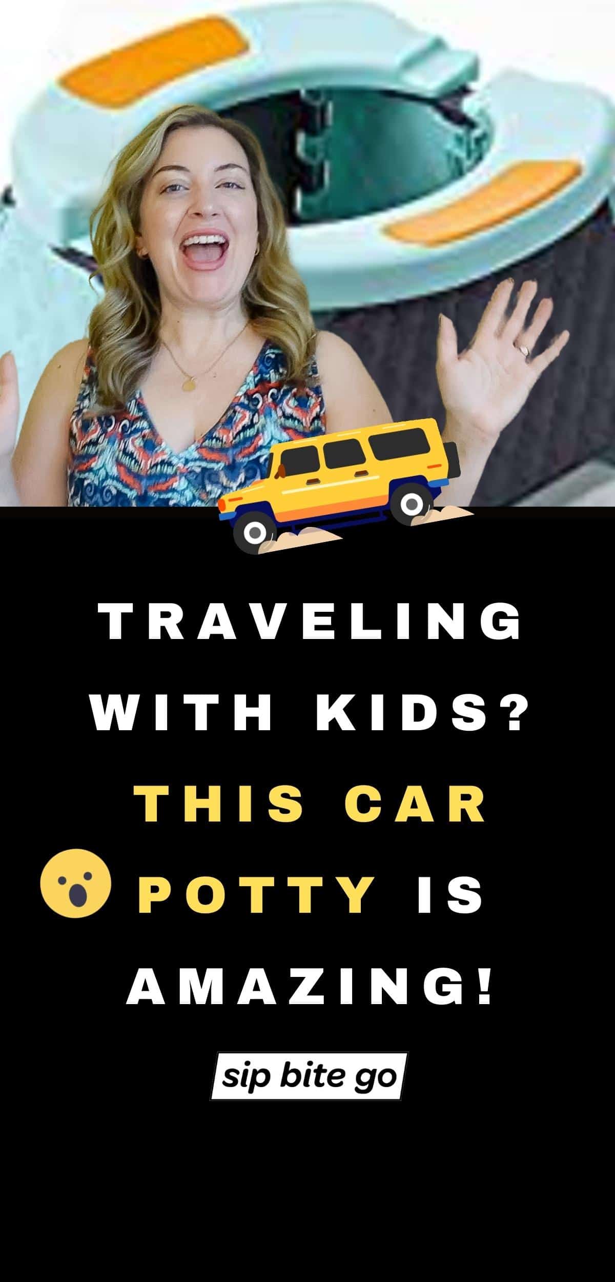 car potty for kids product for potty training and traveling with text overlay and travel blog