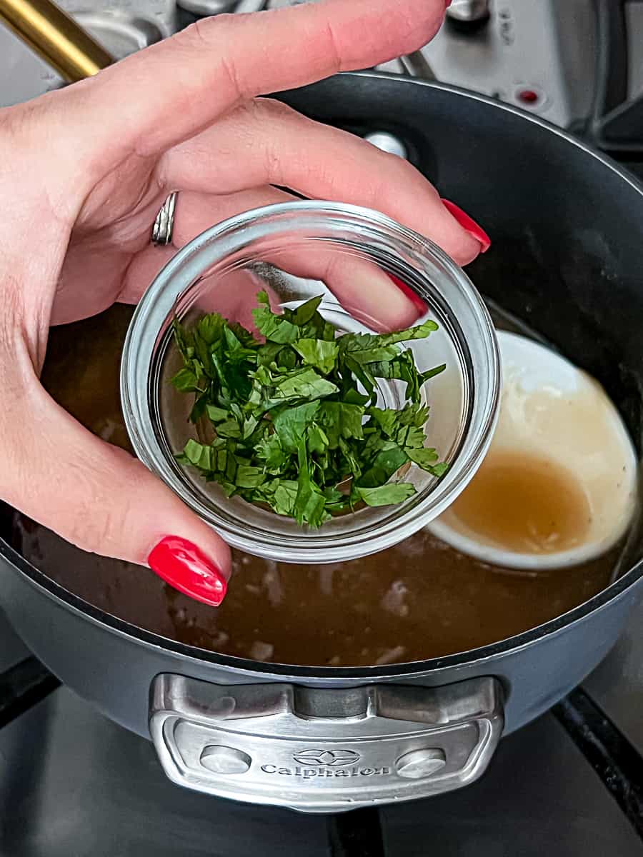 Adding fresh herbs to Turkey Gravy Packet Recipe