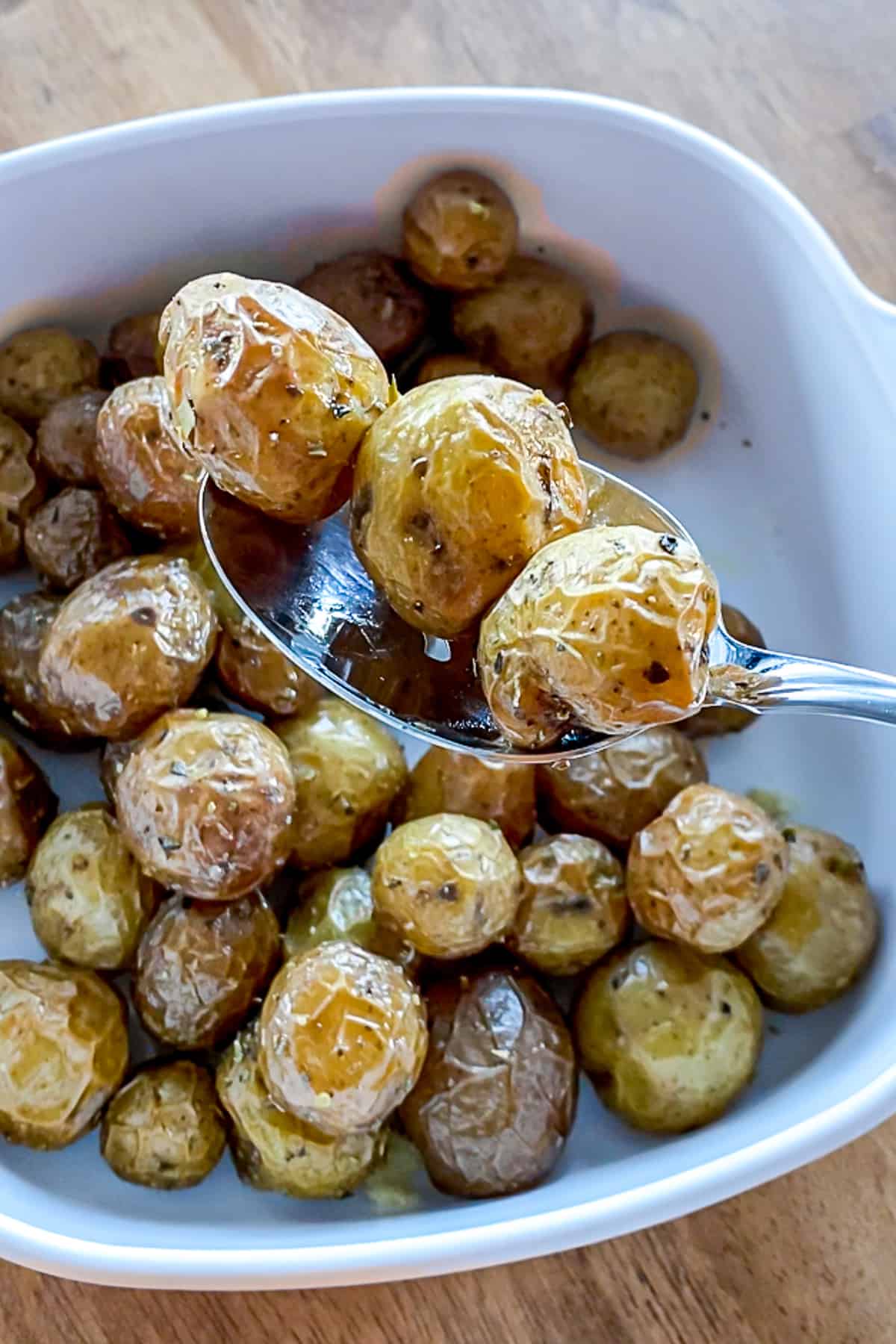 Air fryer baby potatoes side dish with parmesan cheese