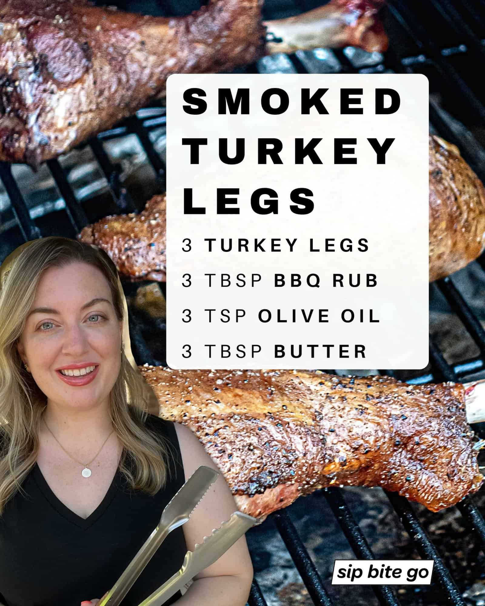 Infographic with Ingredients make this smoked Disney turkey legs copycat recipe