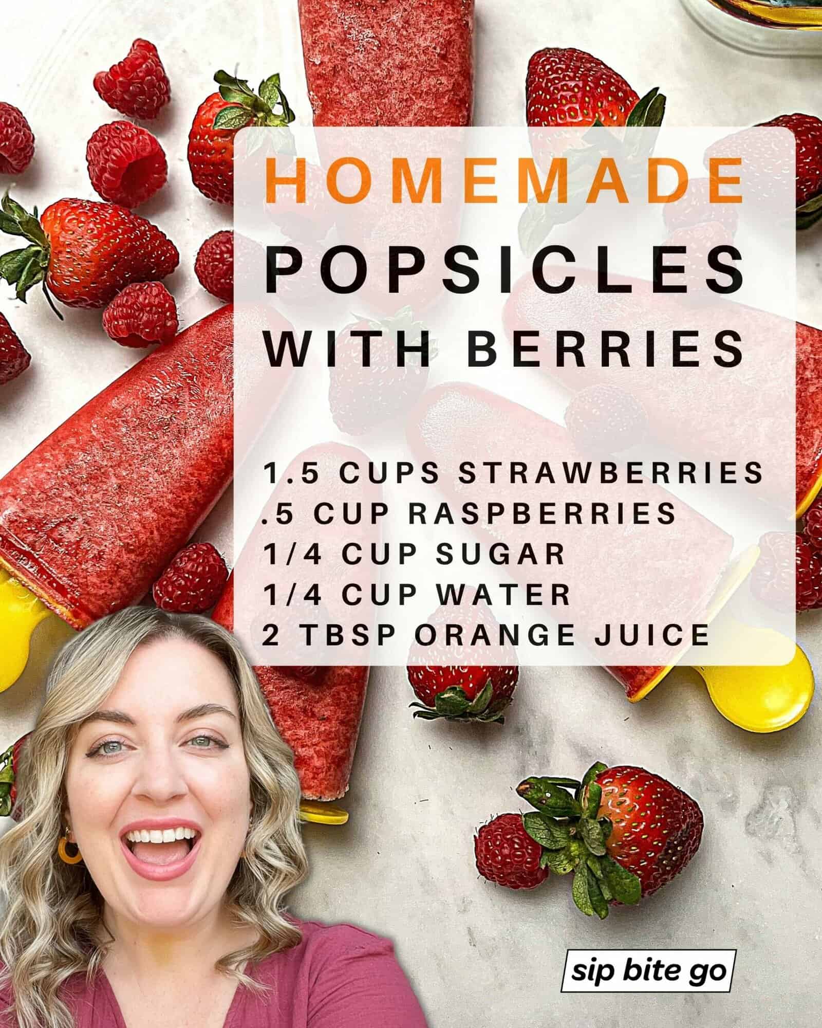Infographic with ingredients list for making berry popsicles at home 