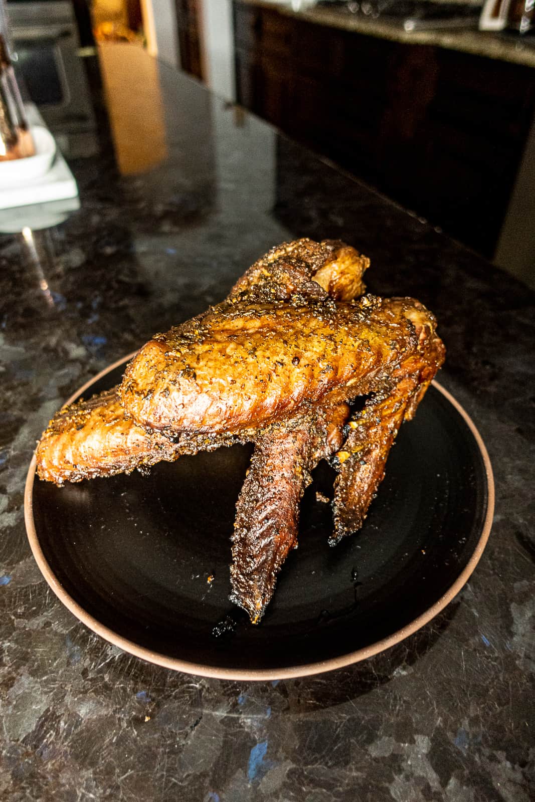 Traeger Thanksgiving smoked foods turkey wings on plate