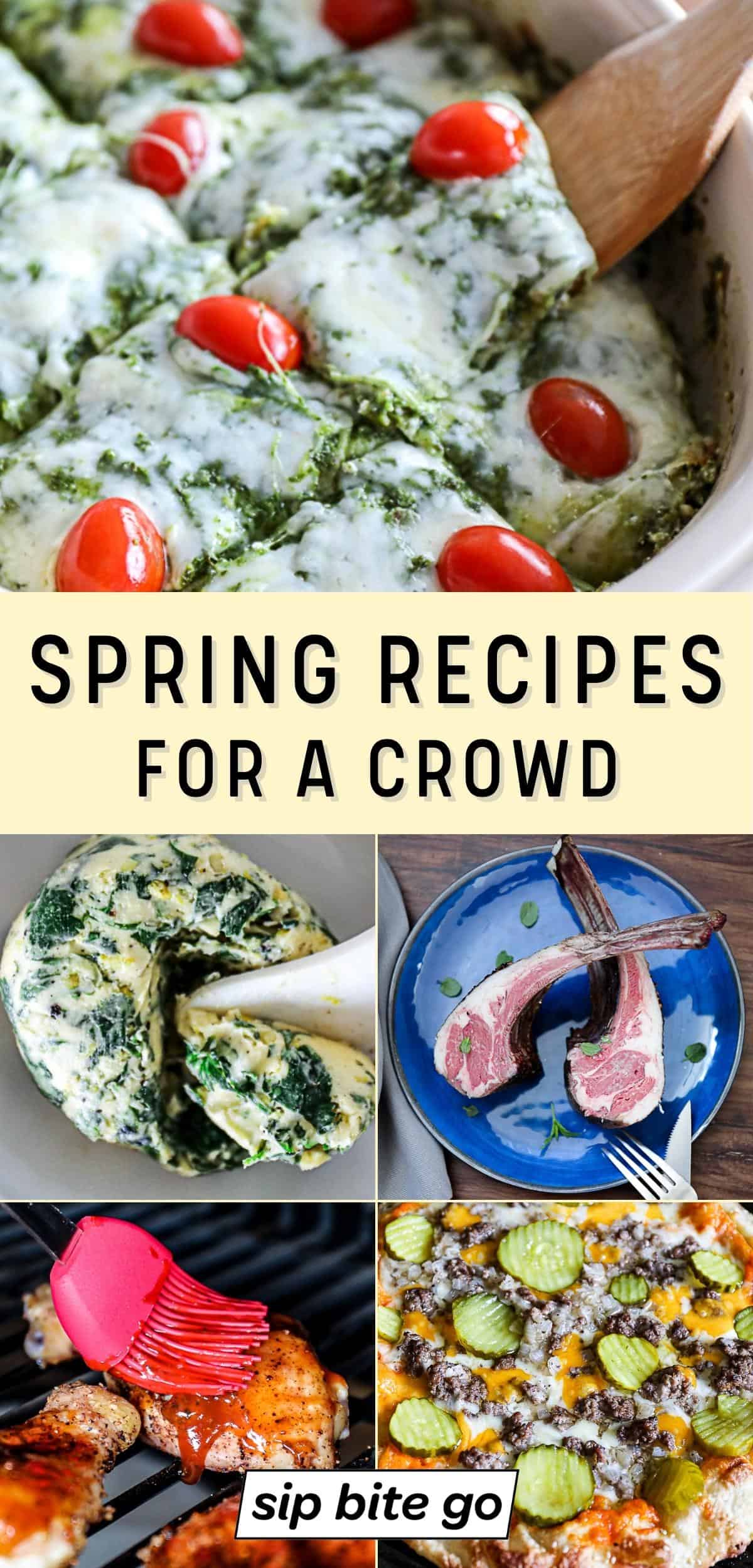 Easy Spring Recipes for a Crowd with text overlay