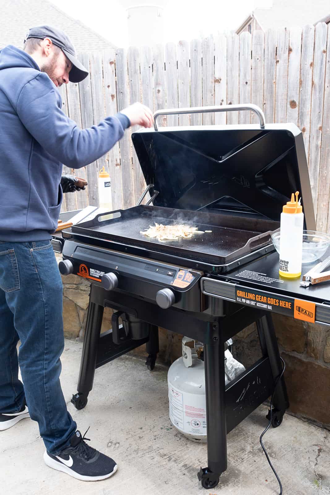 Griddle Cooking Onions on Traeger Flatrock Grill