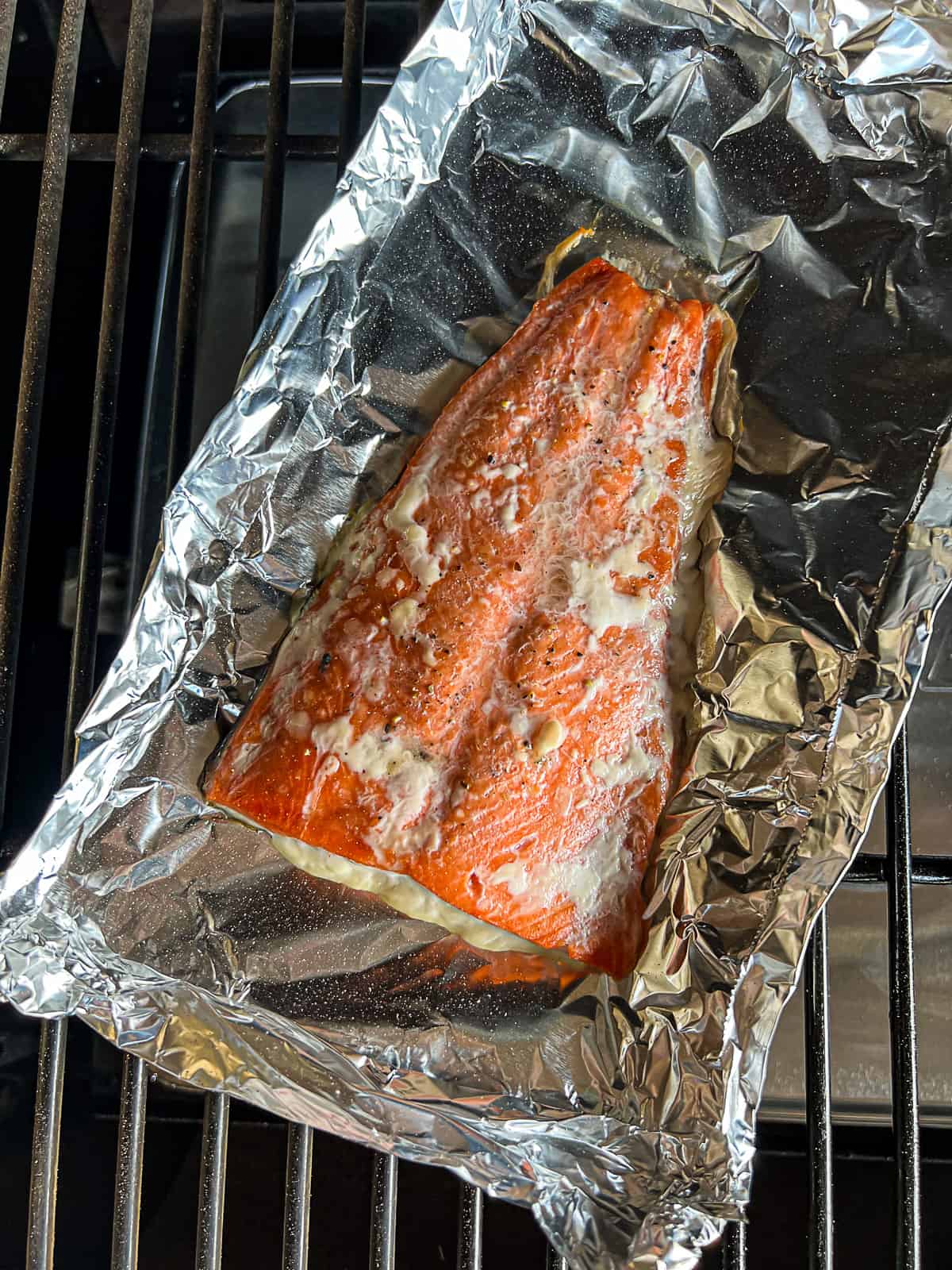 Smoking salmon filet with white stuff on Traeger grills