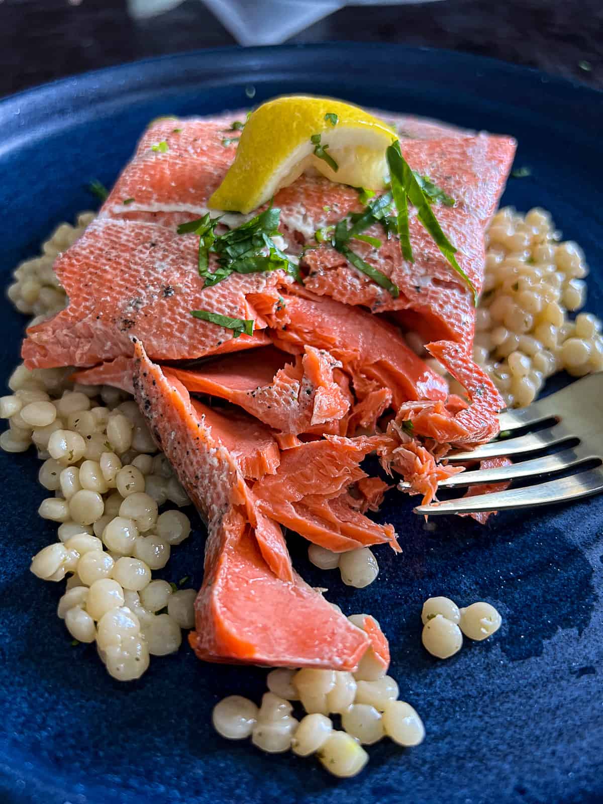 Sous Vide Salmon Dinner with couscous