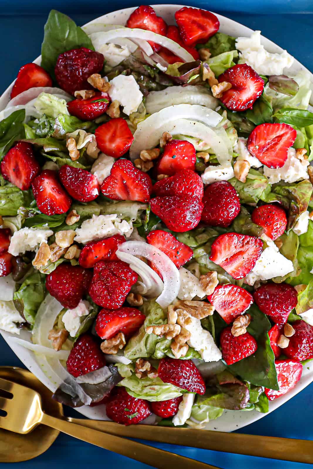 Spring Salad Recipe With Fruit Walnuts and Basil Dressing