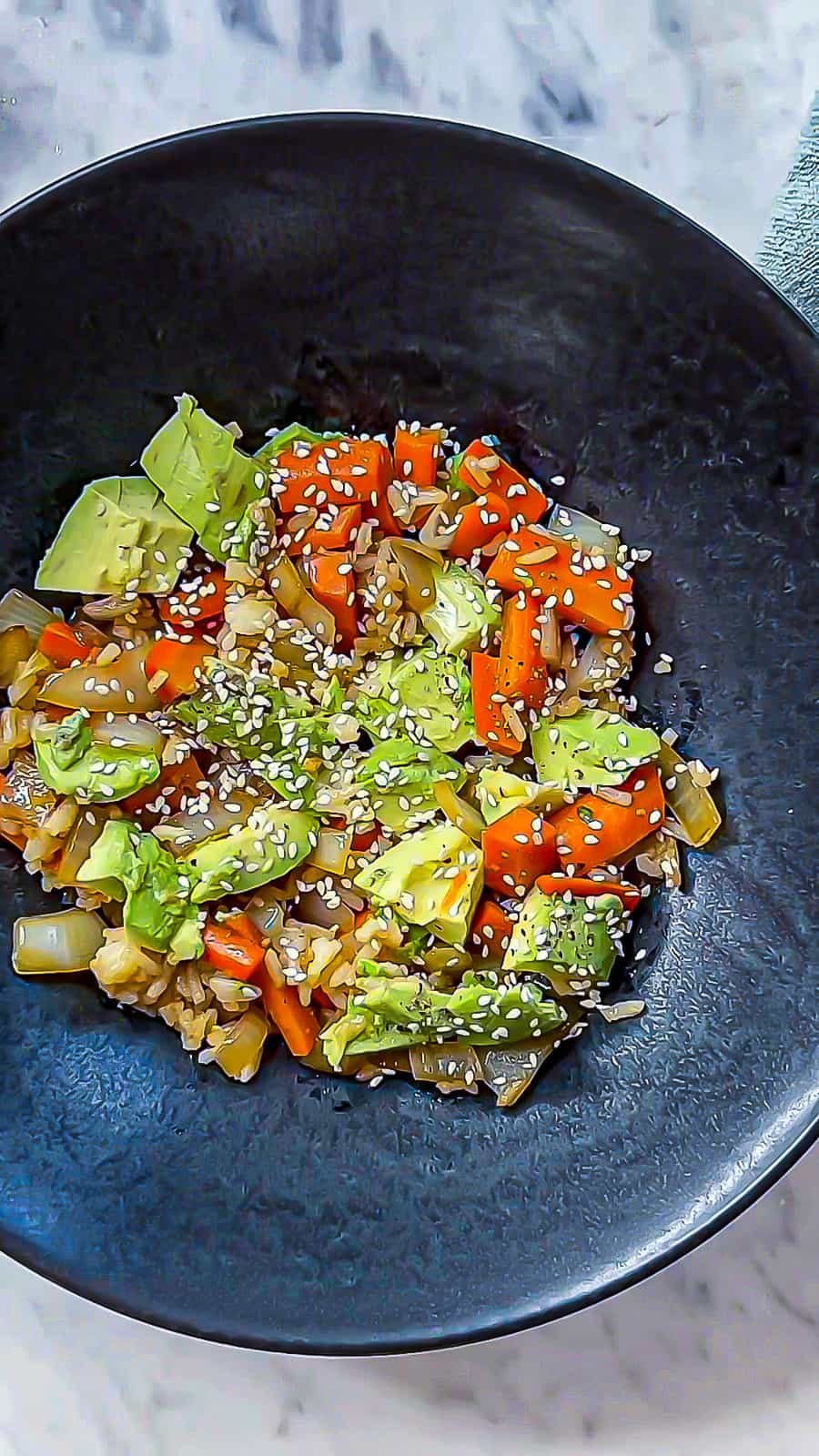 Stir fry recipe in dinner bowl