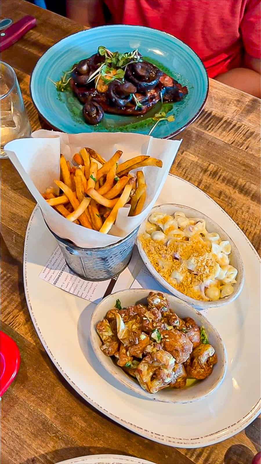 fries and mac and cheese side dishes from whiskey cake restaurant dinner menu